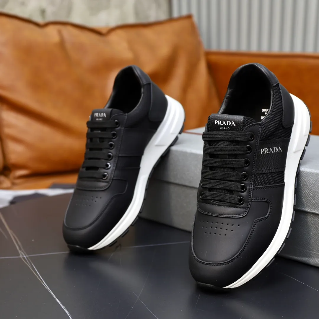 Men's shoes 💰600💰🙅‍♂️🙅‍♂️🙅‍♂️ [PRADA] Prada - High-end quality original order - Upper: Nappa calfskin, tumbled calfskin spliced stretch cloth surface, tongue high frequency brand logo - Lining: water-dyed cowhide - Outsole: ultra-light TPU foam rubber; two-color molded outsole -Ultra-high quality control and fine workmanship: outstanding (high-end, extravagance, grade) -Size: 38-44 (45 can be customized)